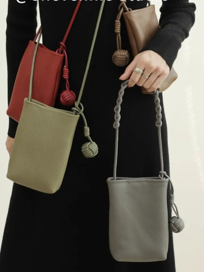 Korean Chic Niche Mini Cellphone Pouch Solid Color Simple All-match Crossbody Shoulder Bag Female Handbags Casual Bolsos Mujer