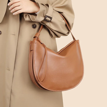 Korean Chic Niche Soft Cowhide Underarm Bag Large Capacity Commuter Tote Bags 2024 New Fashion Light Luxury Bolsos Mujer Purse