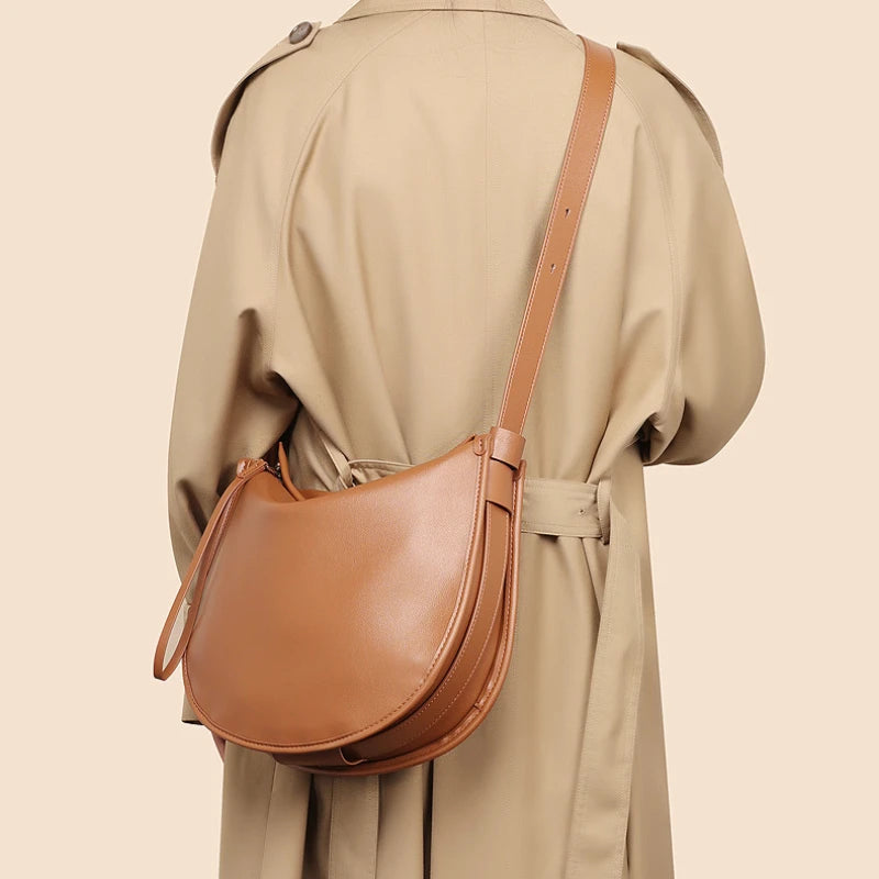 Korean Chic Niche Soft Cowhide Underarm Bag Large Capacity Commuter Tote Bags 2024 New Fashion Light Luxury Bolsos Mujer Purse