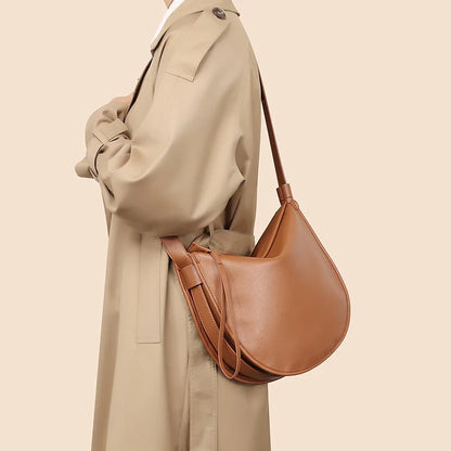 Korean Chic Niche Soft Cowhide Underarm Bag Large Capacity Commuter Tote Bags 2024 New Fashion Light Luxury Bolsos Mujer Purse
