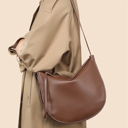 Korean Chic Niche Soft Cowhide Underarm Bag Large Capacity Commuter Tote Bags 2024 New Fashion Light Luxury Bolsos Mujer Purse