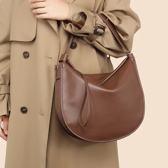 Korean Chic Niche Soft Cowhide Underarm Bag Large Capacity Commuter Tote Bags 2024 New Fashion Light Luxury Bolsos Mujer Purse