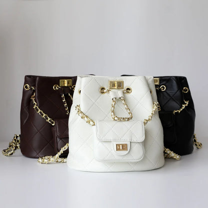 Korean Chic Retro Elegant Chains Backpack 2024 New Casual All-match Shoulder Bags Small Fragrance Style Versatile Luxury Handbag