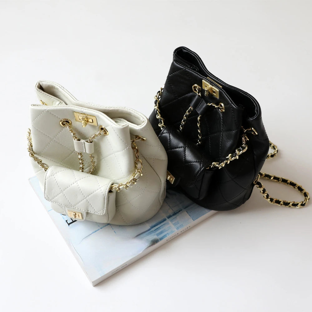 Korean Chic Retro Elegant Chains Backpack 2024 New Casual All-match Shoulder Bags Small Fragrance Style Versatile Luxury Handbag