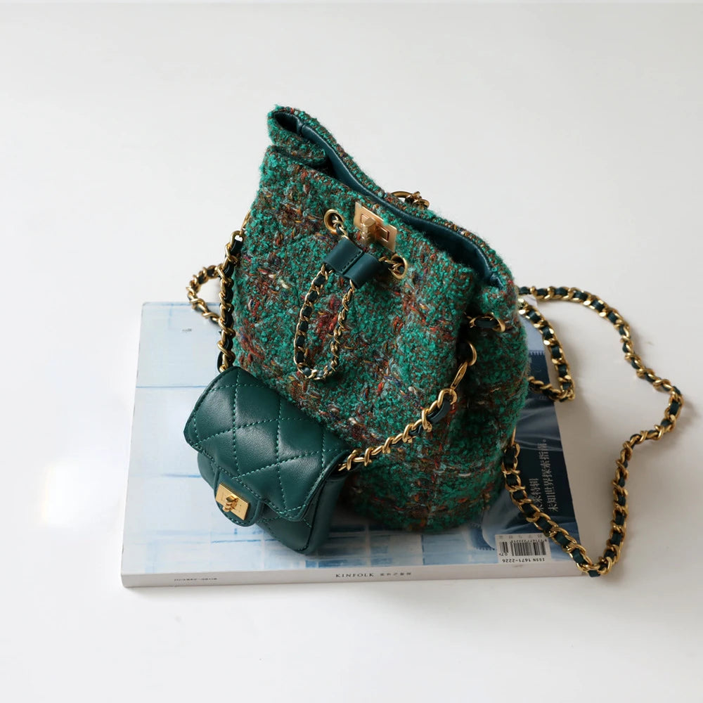 Korean Chic Retro Elegant Chains Backpack 2024 New Casual All-match Shoulder Bags Small Fragrance Style Versatile Luxury Handbag