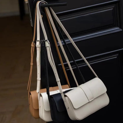 Korean Chic Simple Genuine Leather Women Bags Minority Commuter All-match Crossbody Shoulder Bag 2024 New Casual Purses Clutch