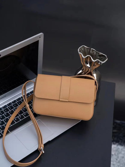 Korean Chic Simple Genuine Leather Women Bags Minority Commuter All-match Crossbody Shoulder Bag 2024 New Casual Purses Clutch