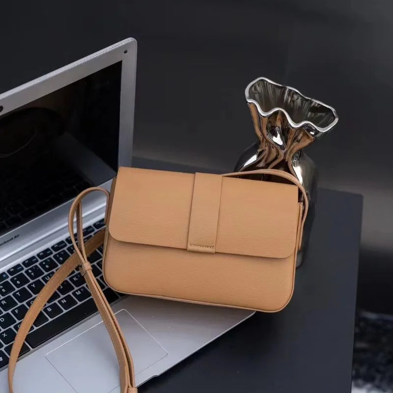 Korean Chic Simple Genuine Leather Women Bags Minority Commuter All-match Crossbody Shoulder Bag 2024 New Casual Purses Clutch