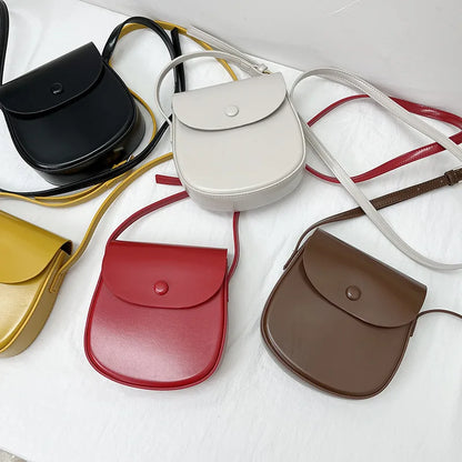 Korean Chic Simple Solid Crossbody Shoulder Bag Casual All-match Phone Bag 2024 New Fresh PU Leather Light Luxury Bolsas Mujer