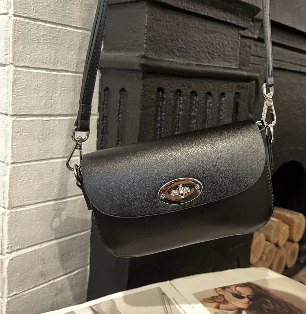 Korean Chic Simple Solid Crossbody Shoulder Bag Women Vintage Elegant Genuine Leather Handbags Female Commuter Purses Bolsa