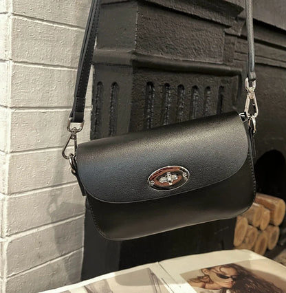 Korean Chic Simple Solid Crossbody Shoulder Bag Women Vintage Elegant Genuine Leather Handbags Female Commuter Purses Bolsa