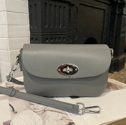 Korean Chic Simple Solid Crossbody Shoulder Bag Women Vintage Elegant Genuine Leather Handbags Female Commuter Purses Bolsa