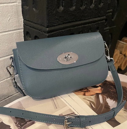 Korean Chic Simple Solid Crossbody Shoulder Bag Women Vintage Elegant Genuine Leather Handbags Female Commuter Purses Bolsa