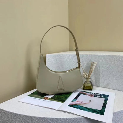 Korean Chic Simple Solid Shoulder Bag Elegant Commuter Underarm Handbags Minority All-match Genuine Leather Purses Female Bolsas