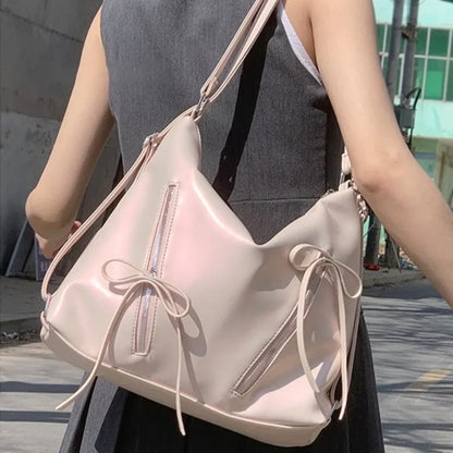 Korean Chic Sweet Bow Shoulder Bags Commuter Casual Shopping Travel Large Capacity Women Tote All-match Niche Purses Handbags