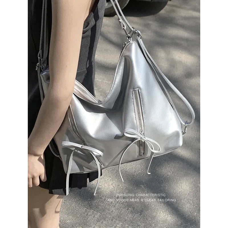Korean Chic Sweet Bow Shoulder Bags Commuter Casual Shopping Travel Large Capacity Women Tote All-match Niche Purses Handbags