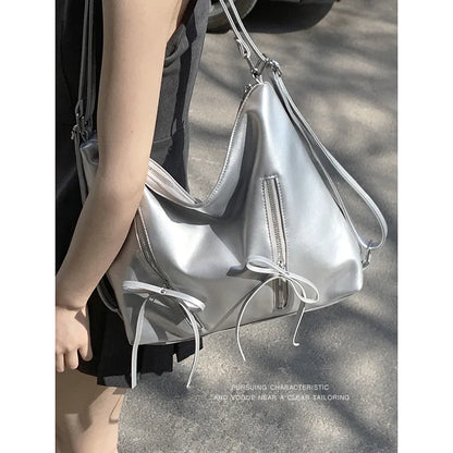 Korean Chic Sweet Bow Shoulder Bags Commuter Casual Shopping Travel Large Capacity Women Tote All-match Niche Purses Handbags