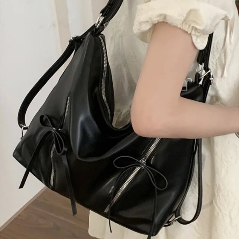 Korean Chic Sweet Bow Shoulder Bags Commuter Casual Shopping Travel Large Capacity Women Tote All-match Niche Purses Handbags
