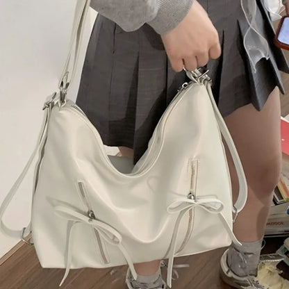 Korean Chic Sweet Bow Shoulder Bags Commuter Casual Shopping Travel Large Capacity Women Tote All-match Niche Purses Handbags