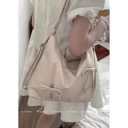 Korean Chic Sweet Bow Shoulder Bags Commuter Casual Shopping Travel Large Capacity Women Tote All-match Niche Purses Handbags