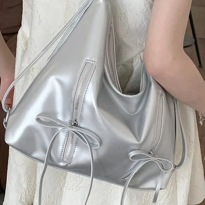 Korean Chic Sweet Bow Shoulder Bags Commuter Casual Shopping Travel Large Capacity Women Tote All-match Niche Purses Handbags