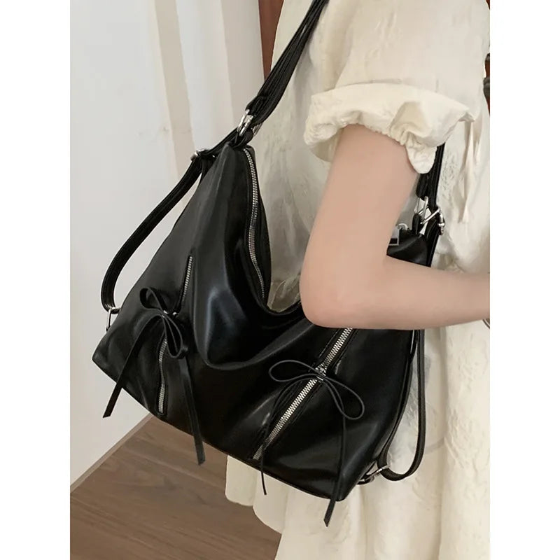 Korean Chic Sweet Bow Shoulder Bags Commuter Casual Shopping Travel Large Capacity Women Tote All-match Niche Purses Handbags