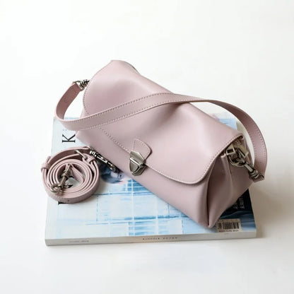 Korean Chic Sweet Solid Underarm Shoulder Bags 2024 New Casual Vintage Genuine Leather Clamshell Messenger Bag Commuter Bolsas