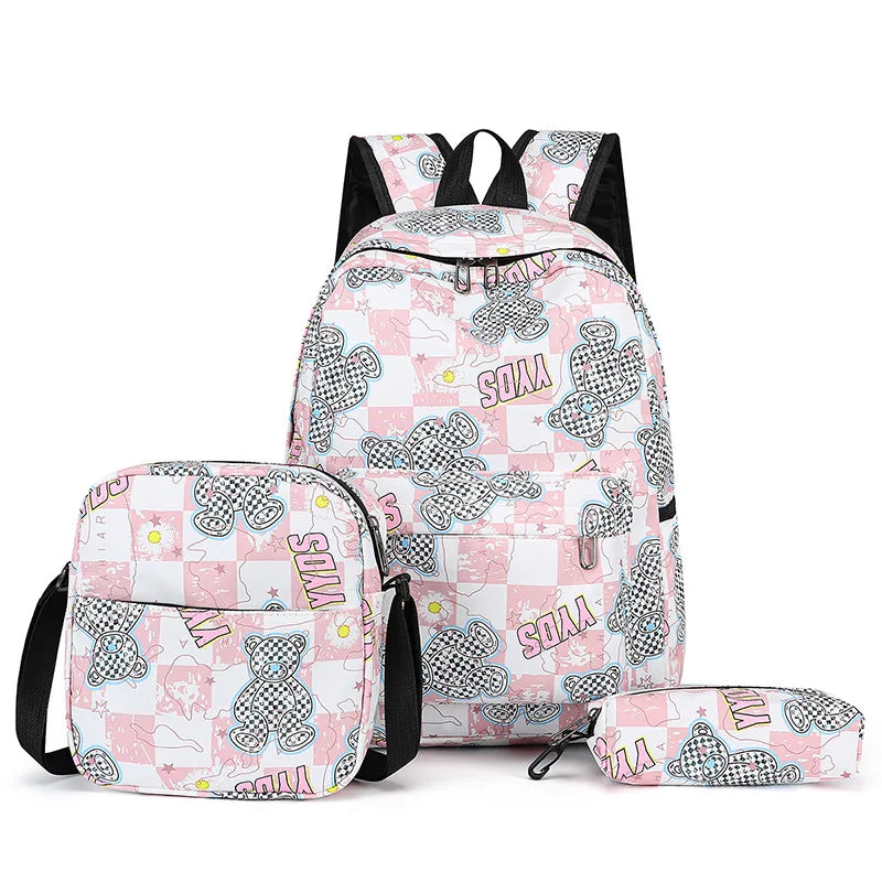 Korean Cute Women Large Backpack Female Japanese High School bag set College Lady Laptop Backpacks Kawaii Girl Travel Book Bags