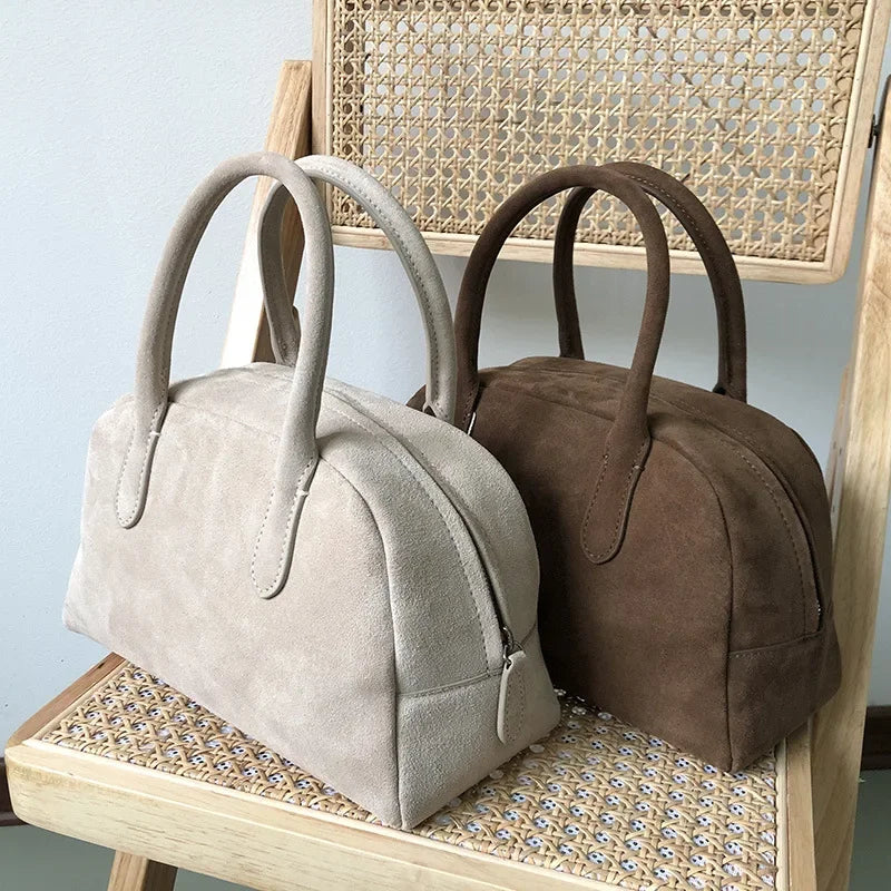 Korean Designer Boston Bag Solid Color Large Capacity Zippers Handbags Purses Clutch Commuter Casual All-match Bolsos Mujer