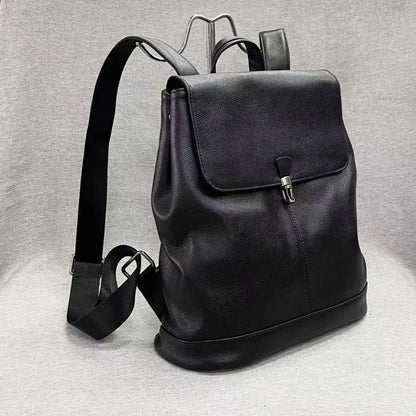 Korean Fashion Anti-theft Buckle Backpacksoft Cowhide Large Capacity Travel Shoulders Bag Simple All-match Solid Casual Bolsas