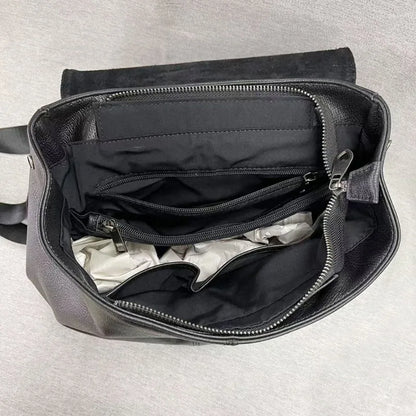 Korean Fashion Anti-theft Buckle Backpacksoft Cowhide Large Capacity Travel Shoulders Bag Simple All-match Solid Casual Bolsas