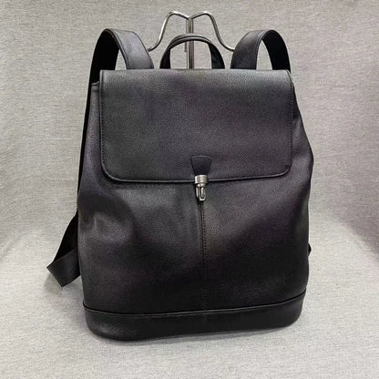 Korean Fashion Anti-theft Buckle Backpacksoft Cowhide Large Capacity Travel Shoulders Bag Simple All-match Solid Casual Bolsas