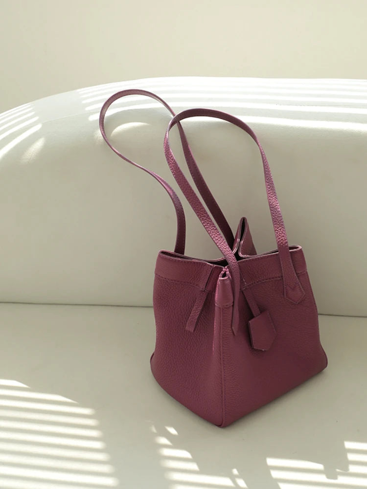 Korean Fashion Commuter Shoulder Bags Women Large Capacity Tote Bucket Bag Solid All-match Designer Luxury Handbags Purse Clutch