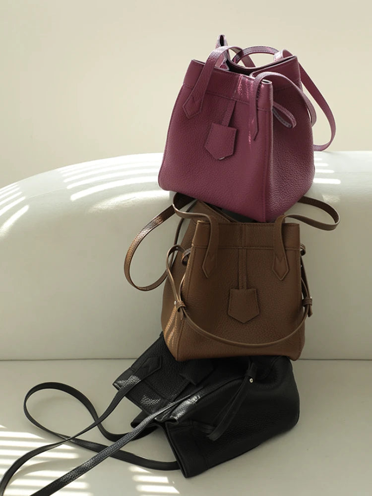 Korean Fashion Commuter Shoulder Bags Women Large Capacity Tote Bucket Bag Solid All-match Designer Luxury Handbags Purse Clutch