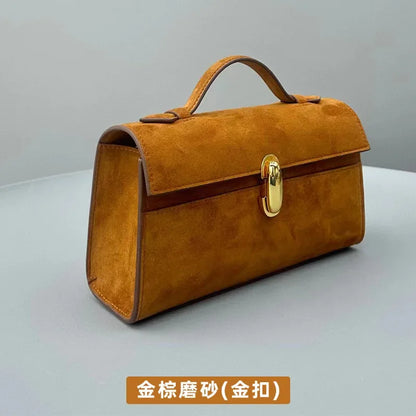 Korean Fashion Niche Vintage Suede Handbags Female Simple Elegant Commuter Purses Clutch 2024 New Luxury All-match Bolsas Mujer