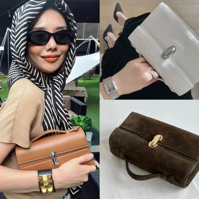 Korean Fashion Niche Vintage Suede Handbags Female Simple Elegant Commuter Purses Clutch 2024 New Luxury All-match Bolsas Mujer