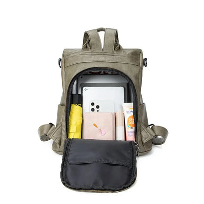 Korean Fashion Women's New PU Soft Leather Backpack Large-capacity Leisure Anti-theft Travel Shoulder Bag