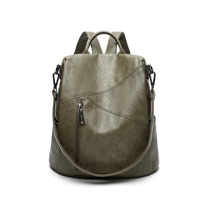 Korean Fashion Women's New PU Soft Leather Backpack Large-capacity Leisure Anti-theft Travel Shoulder Bag