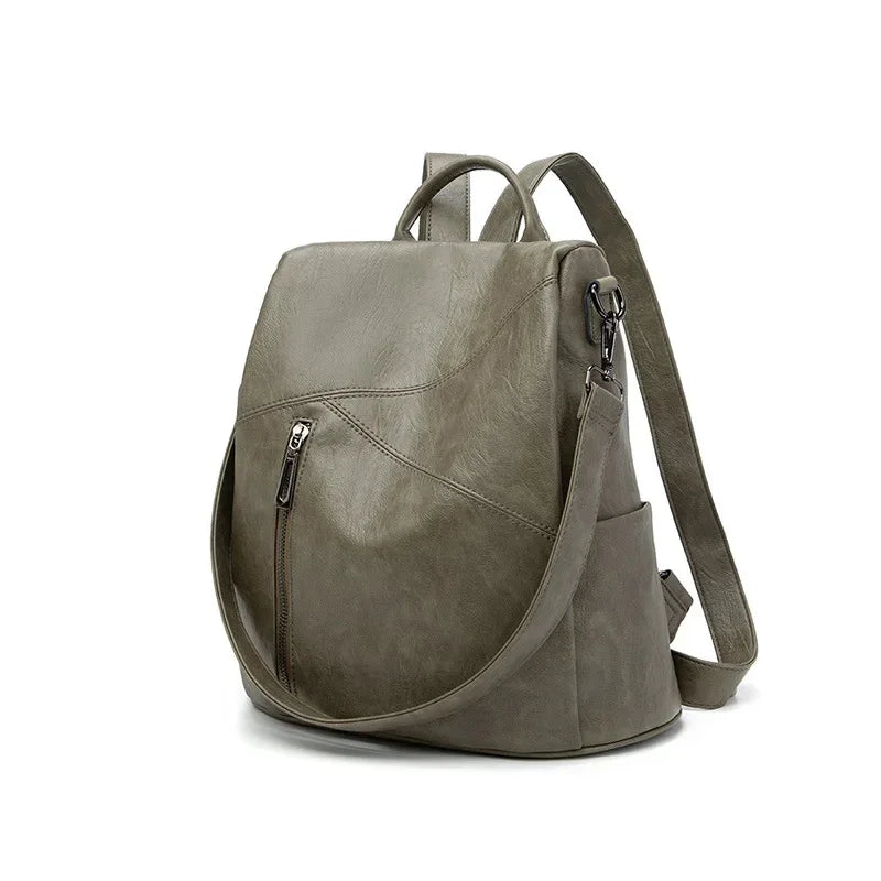 Korean Fashion Women's New PU Soft Leather Backpack Large-capacity Leisure Anti-theft Travel Shoulder Bag
