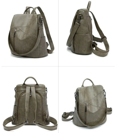 Korean Fashion Women's New PU Soft Leather Backpack Large-capacity Leisure Anti-theft Travel Shoulder Bag