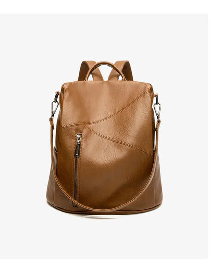 Korean Fashion Women's New PU Soft Leather Backpack Large-capacity Leisure Anti-theft Travel Shoulder Bag