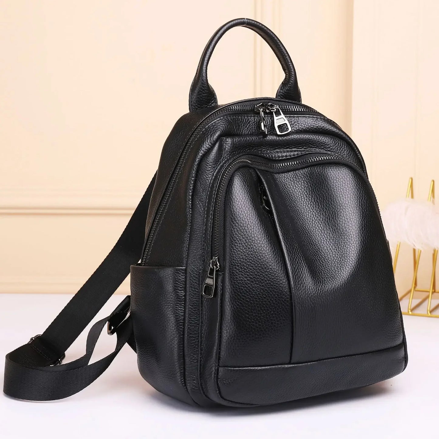 Korean Female Natural Leather Backpack Real Cowhide Ladies Bag High Quality Woman Black Bags School Women's Leather Backpacks
