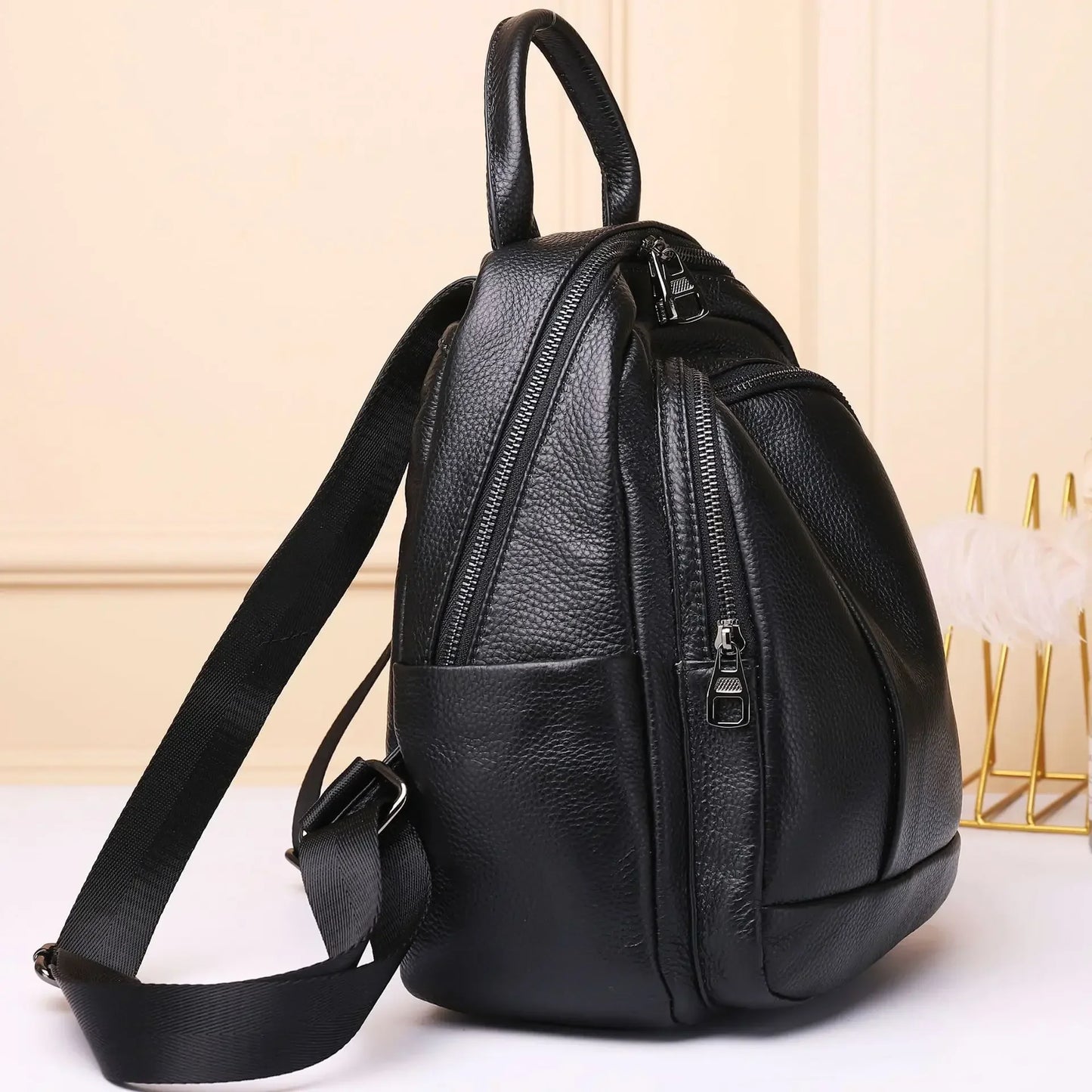 Korean Female Natural Leather Backpack Real Cowhide Ladies Bag High Quality Woman Black Bags School Women's Leather Backpacks