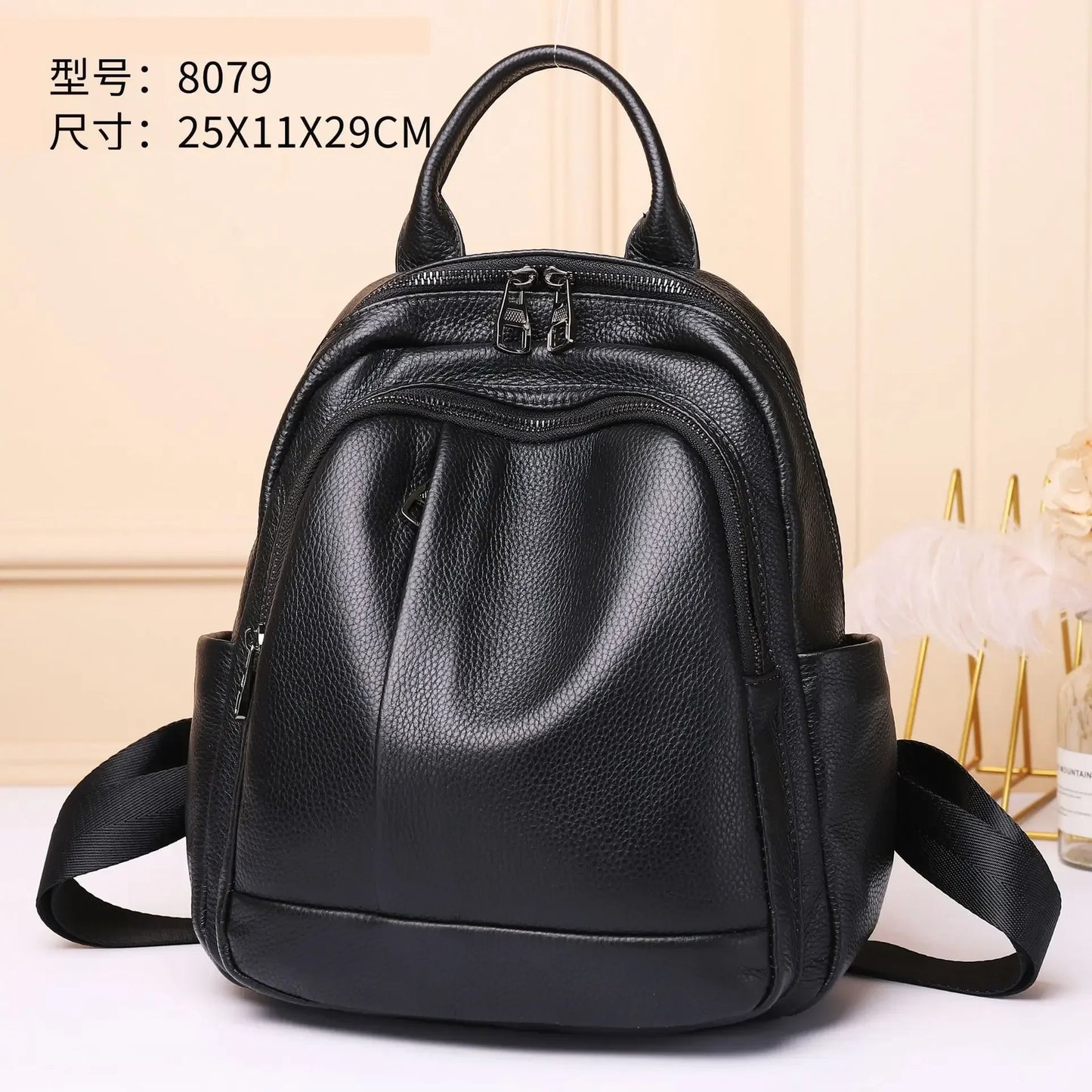 Korean Female Natural Leather Backpack Real Cowhide Ladies Bag High Quality Woman Black Bags School Women's Leather Backpacks