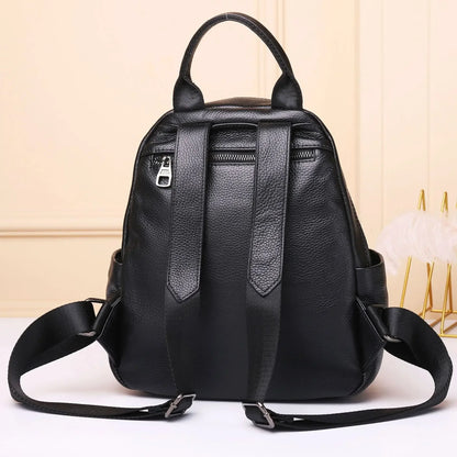 Korean Female Natural Leather Backpack Real Cowhide Ladies Bag High Quality Woman Black Bags School Women's Leather Backpacks