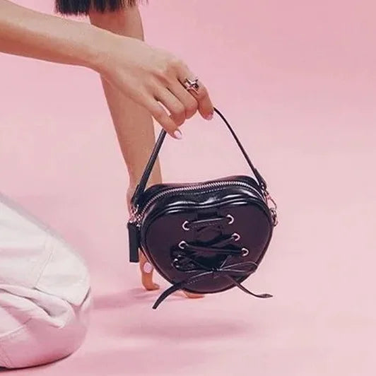 Korean Fresh Sweet Bow Love Heart Handbags Female Large Capacity Versatile Crossbody Shoulder Bags Y2k Aesthetic Purses Clutch