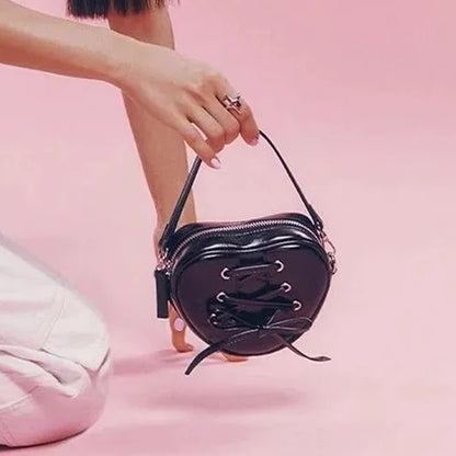 Korean Fresh Sweet Bow Love Heart Handbags Female Large Capacity Versatile Crossbody Shoulder Bags Y2k Aesthetic Purses Clutch