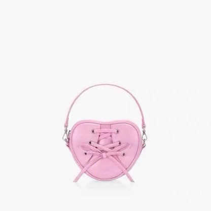 Korean Fresh Sweet Bow Love Heart Handbags Female Large Capacity Versatile Crossbody Shoulder Bags Y2k Aesthetic Purses Clutch