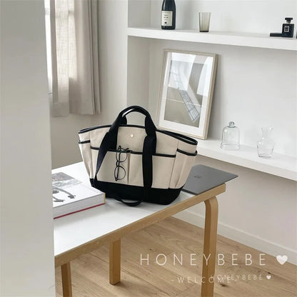 Korean Large Capacity Casual Versatile Crossbody Shoulder Bag Fashionable Lightweight Canvas Handbag For Women