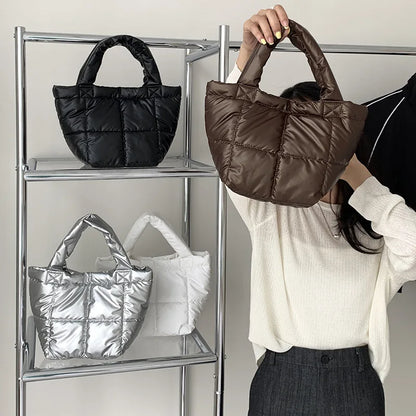 Korean Minority Designer Fashion Down Shopping Bag Solid All-match Large Capacity Casual Commuter Purses Clutch Chic Bolsas